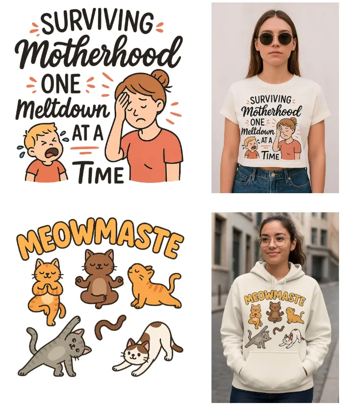 342 Prompts for T-Shirt Designs & Product Mockups