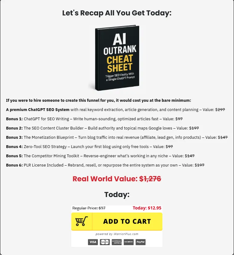 (PLR) AI OutRank Cheat Sheet 2025 Review